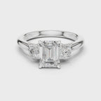 Emerald Cut Three Stone Diamond Engagement Ring