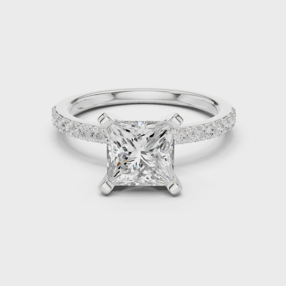 Princess Cut Pavé Diamond Engagement Ring