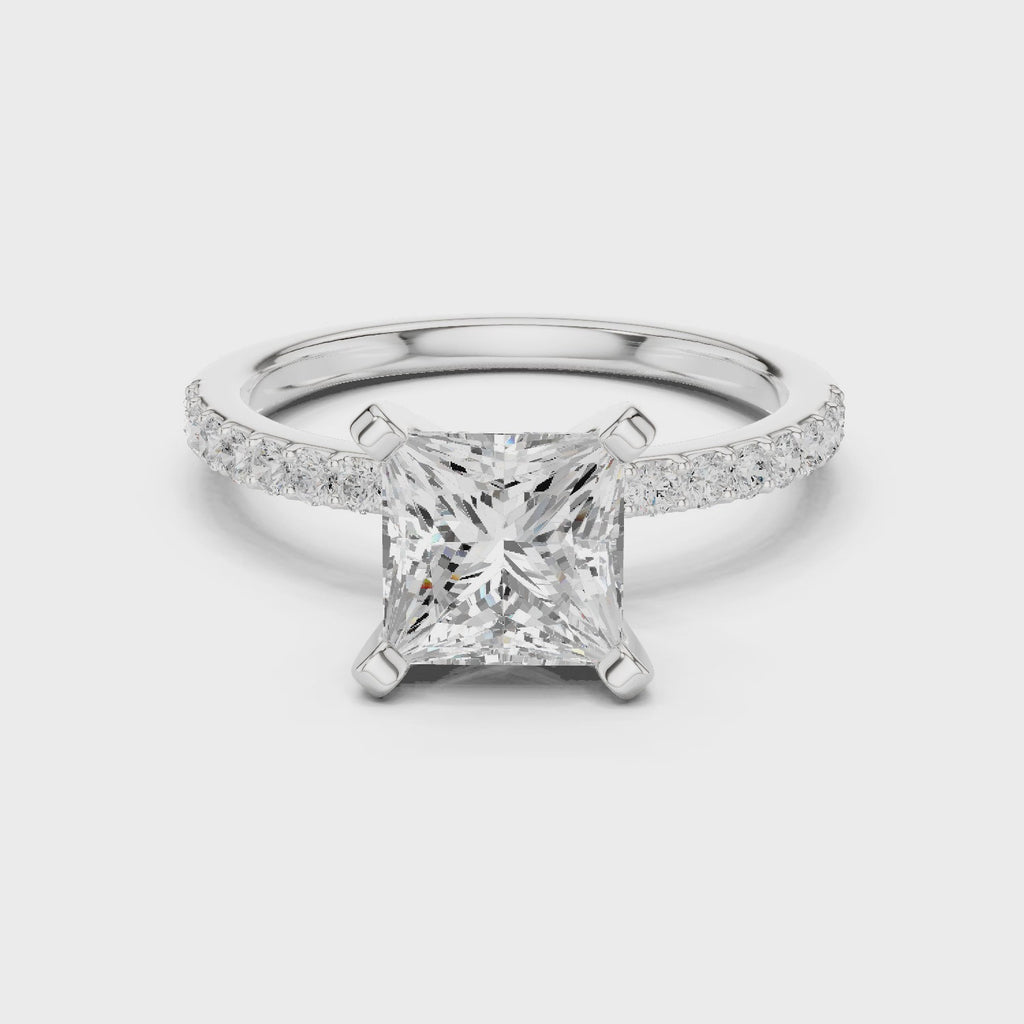 Princess Cut Pavé Diamond Engagement Ring