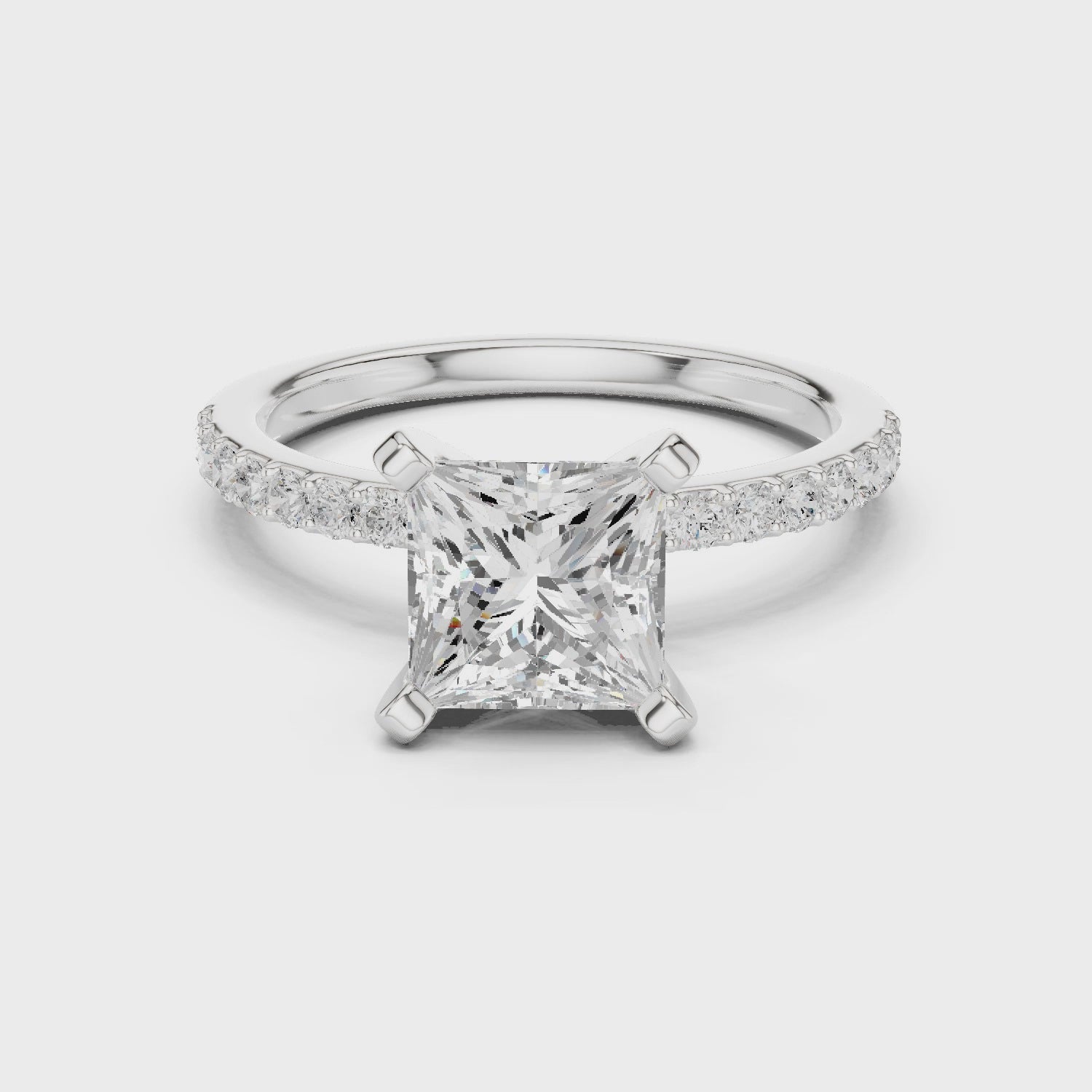 Princess Cut Pavé Diamond Engagement Ring