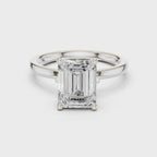 Emerald Cut Solitaire Engagement Ring with Hidden Halo Basket