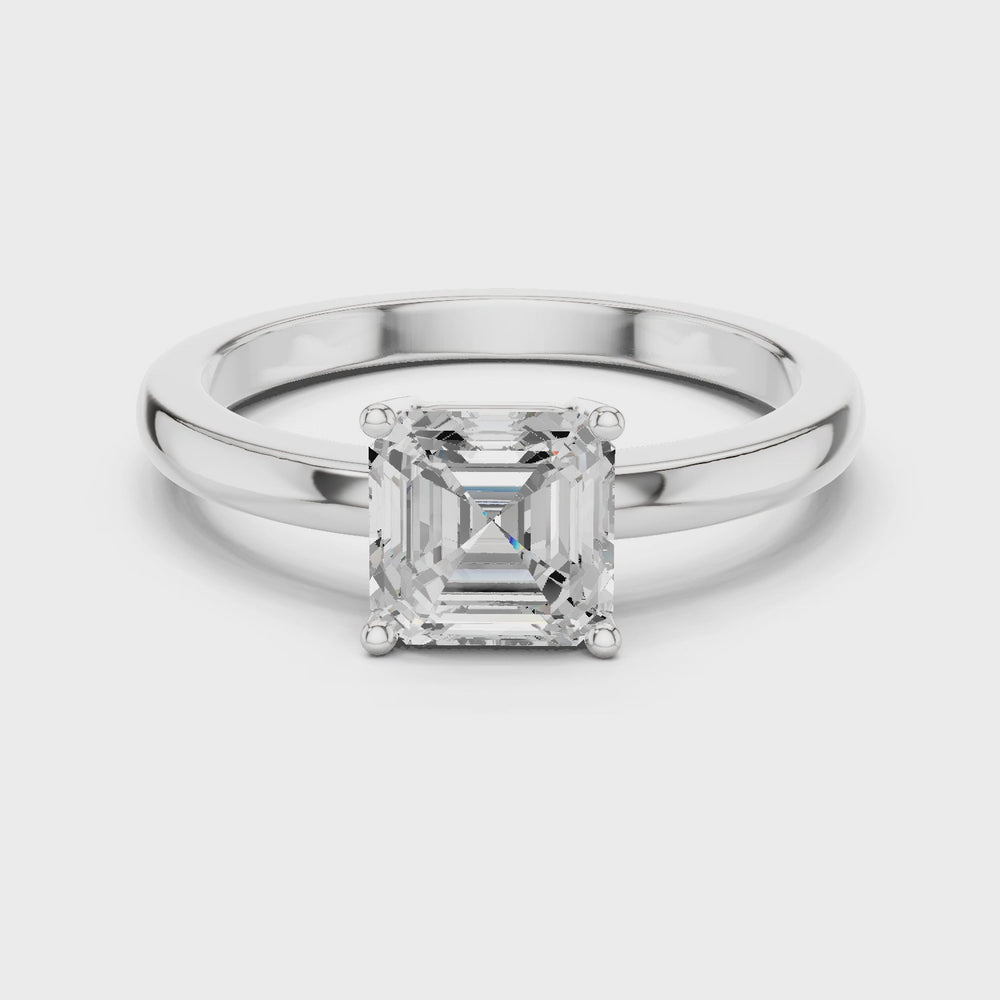 Classic Asscher Cut Solitaire Engagement Ring in Rose Gold
