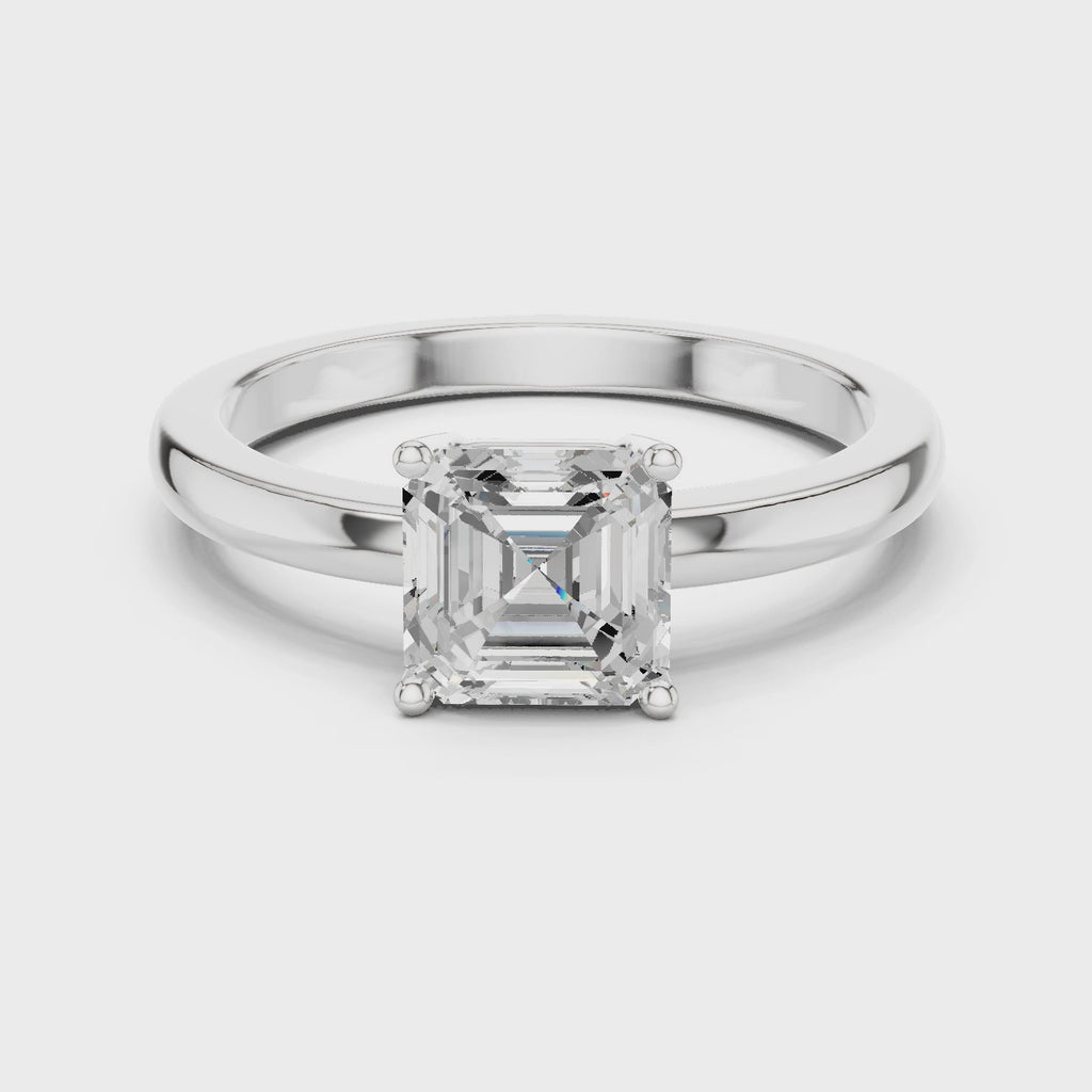 Classic Asscher Cut Solitaire Engagement Ring in Rose Gold