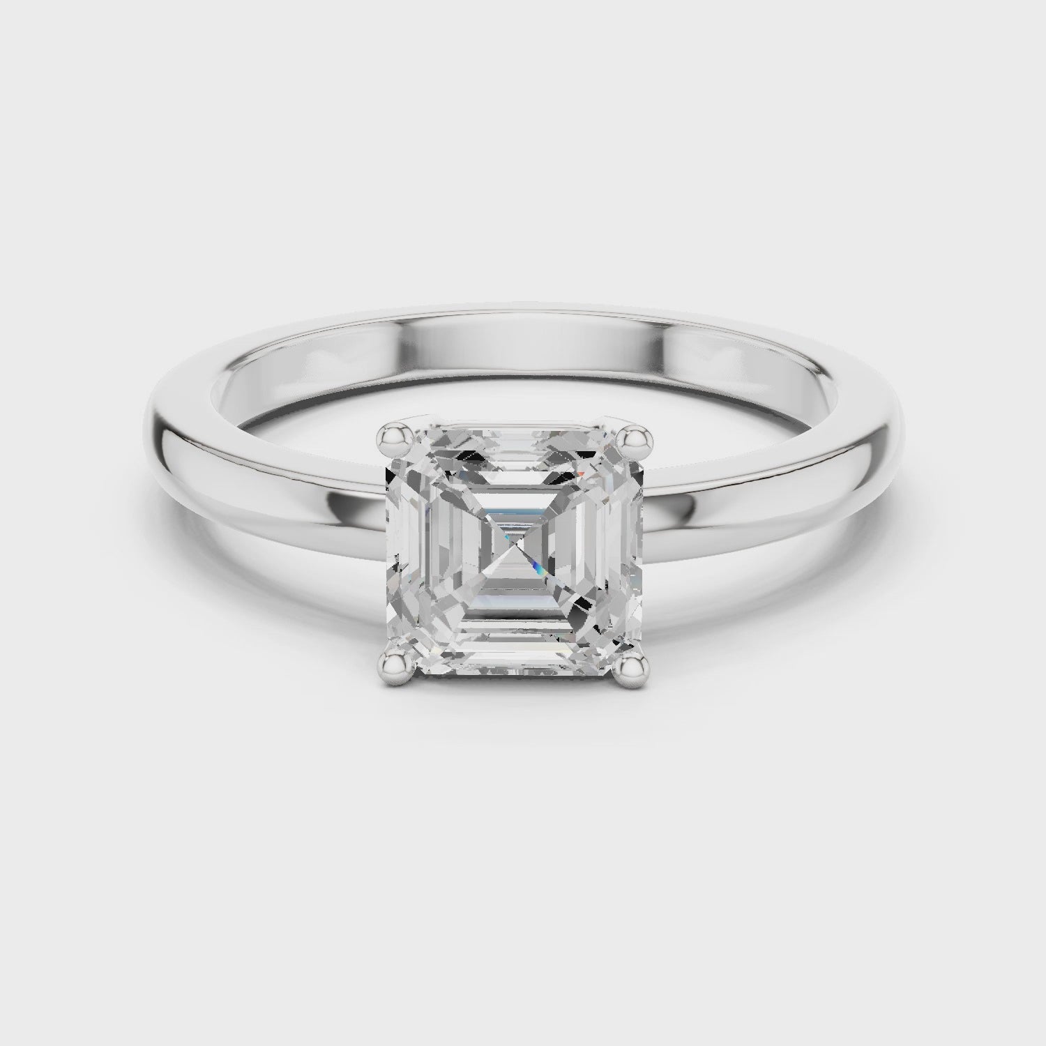 Classic Asscher Cut Solitaire Engagement Ring in Rose Gold