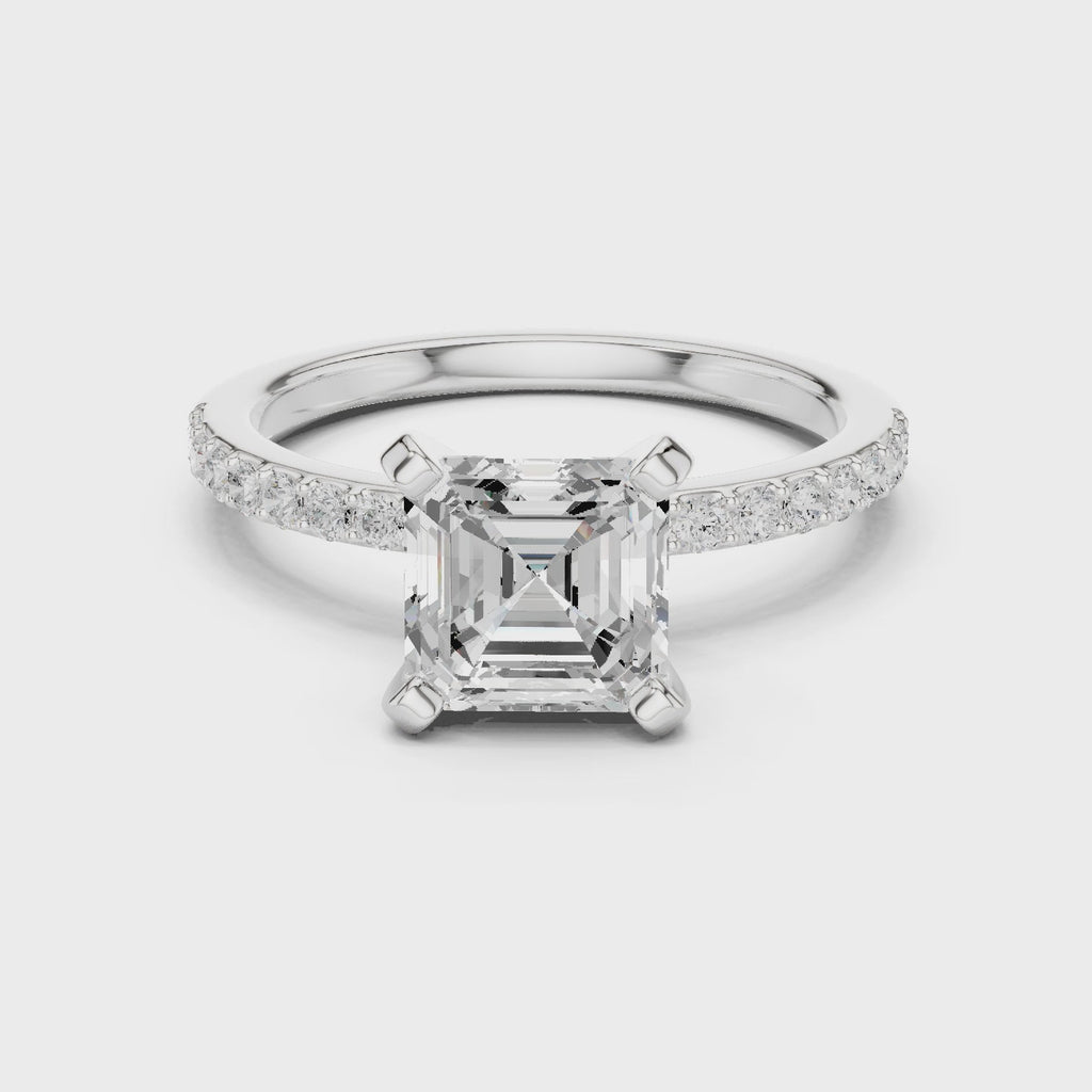 Asscher Cut Pavé Diamond Engagement Ring