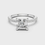 Asscher Cut Pavé Diamond Engagement Ring