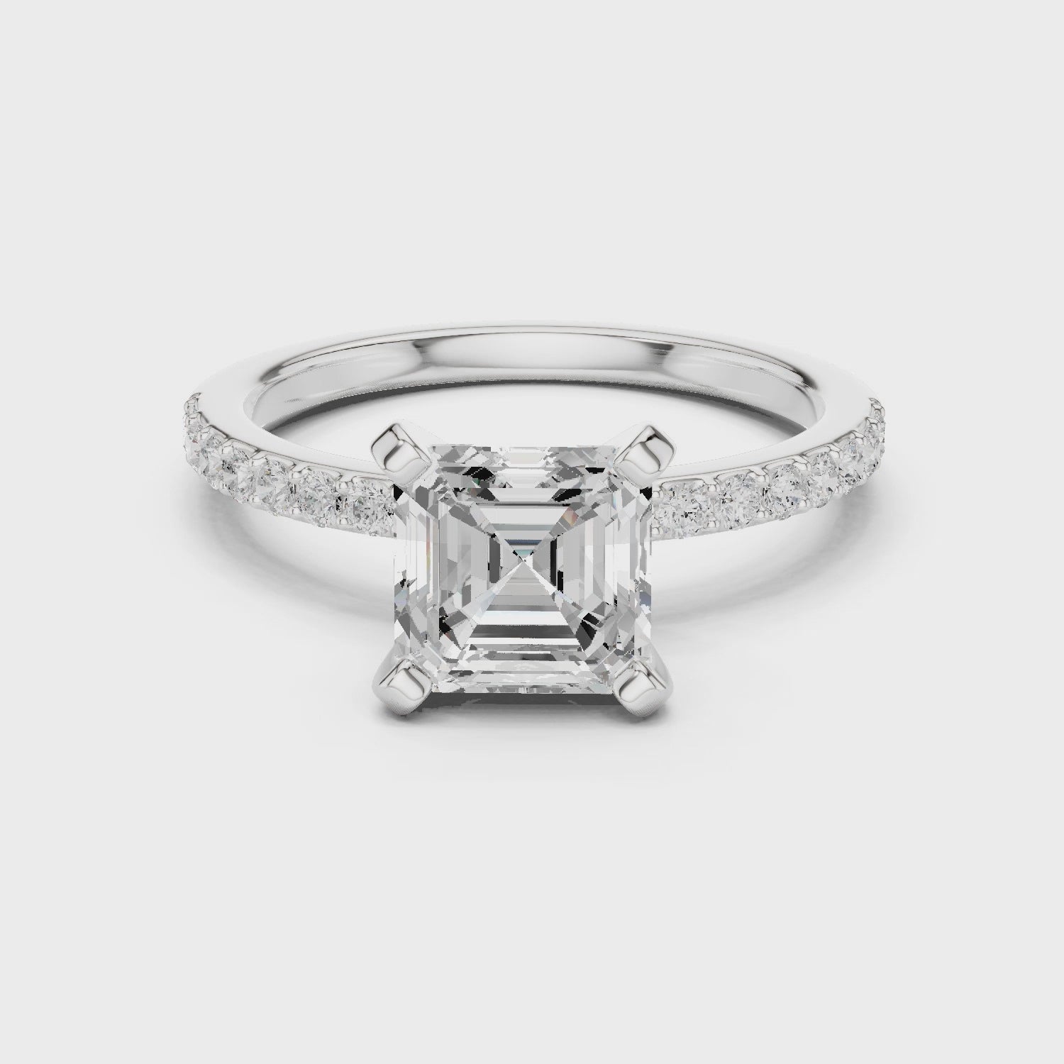 Asscher Cut Pavé Diamond Engagement Ring