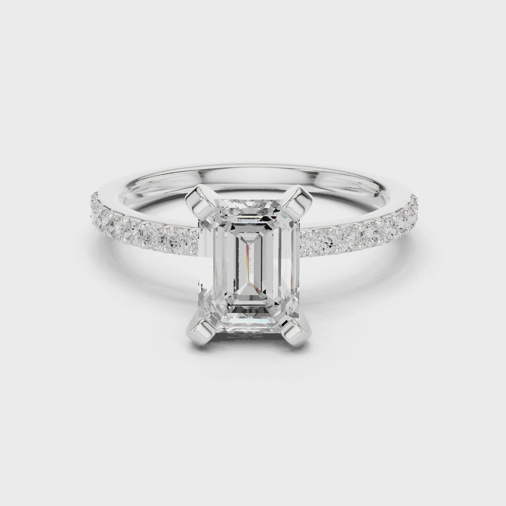 Emerald Cut Pavé Diamond Engagement Ring