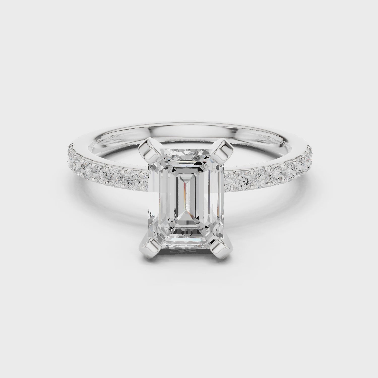 Emerald Cut Pavé Diamond Engagement Ring