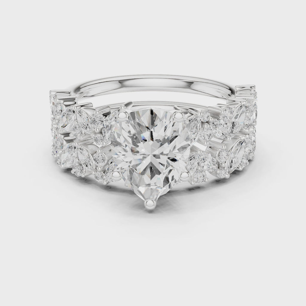 Pear Cut Multi-Row Diamond Statement Ring