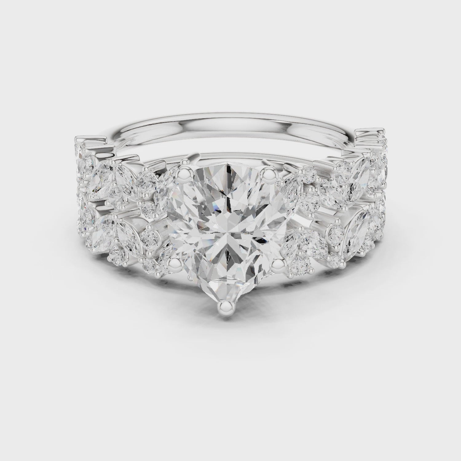 Pear Cut Multi-Row Diamond Statement Ring