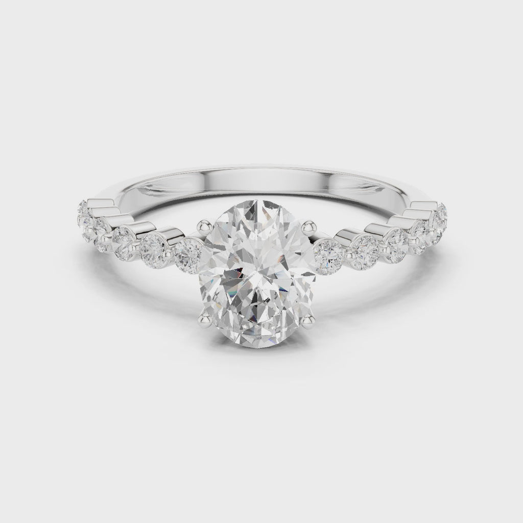 Oval Cut Diamond Engagement Ring with Bubble Band