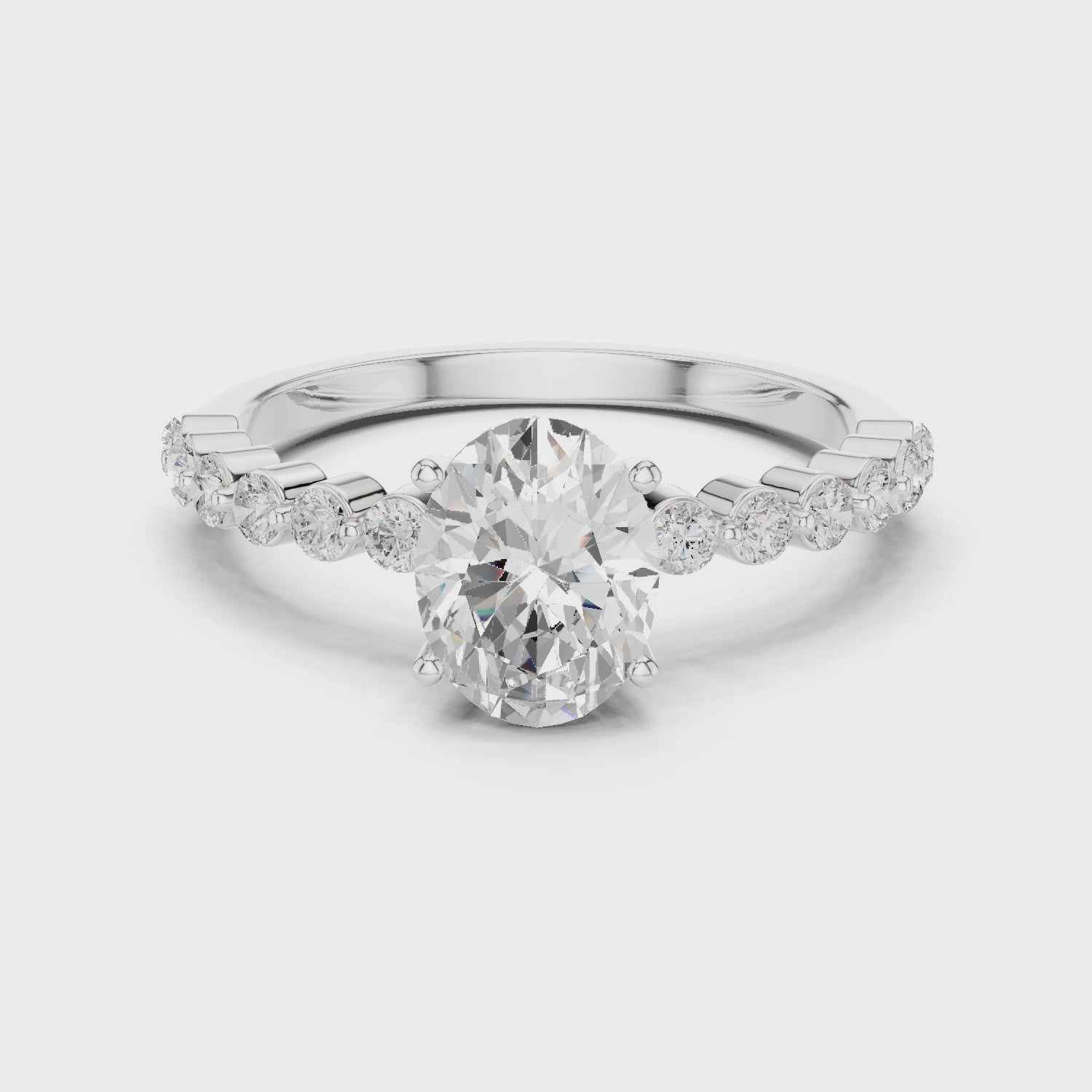 Oval Cut Diamond Engagement Ring with Bubble Band