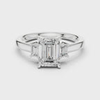Emerald Cut Three Stone Diamond Engagement Ring