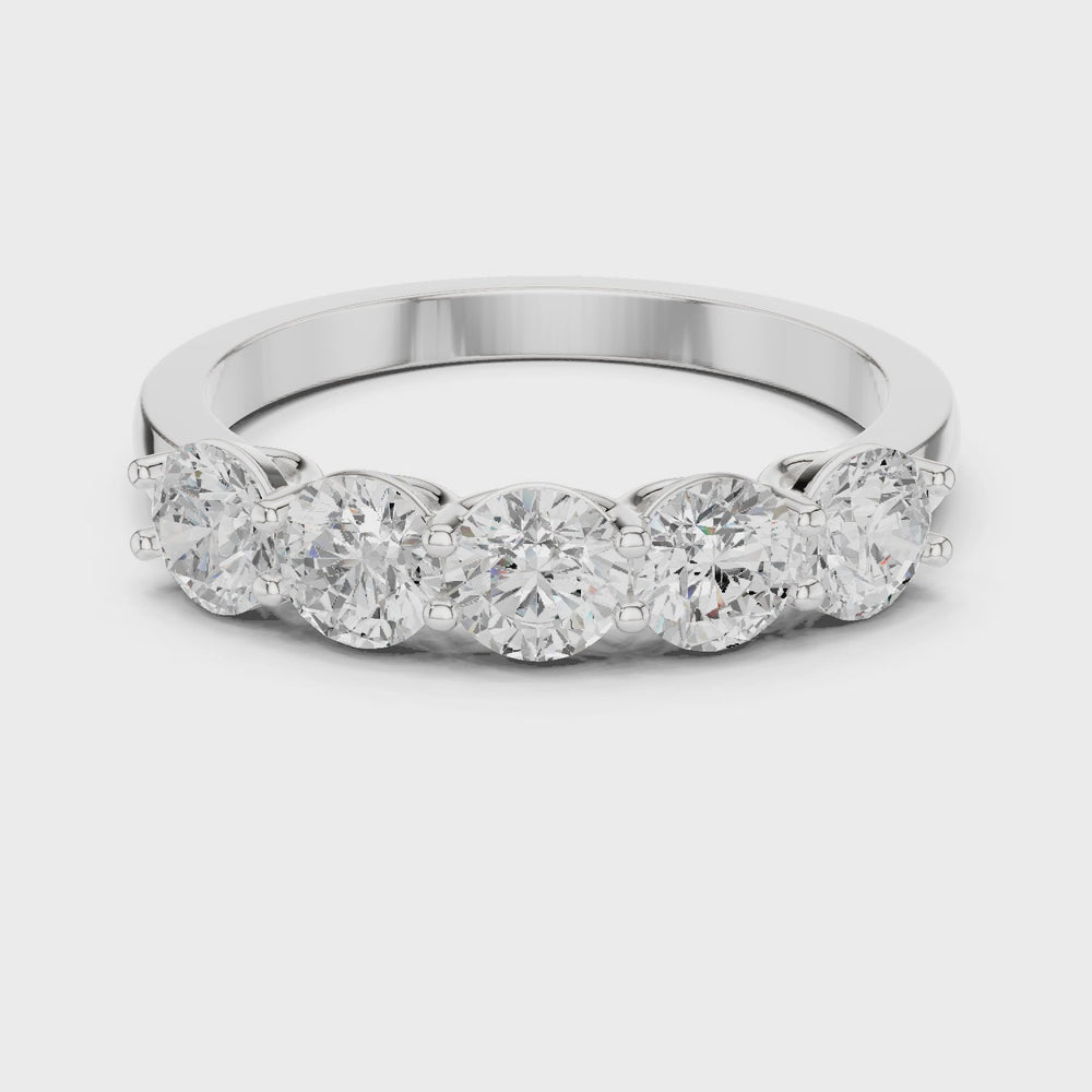 Five Stone Round Diamond Anniversary Ring in Rose Gold