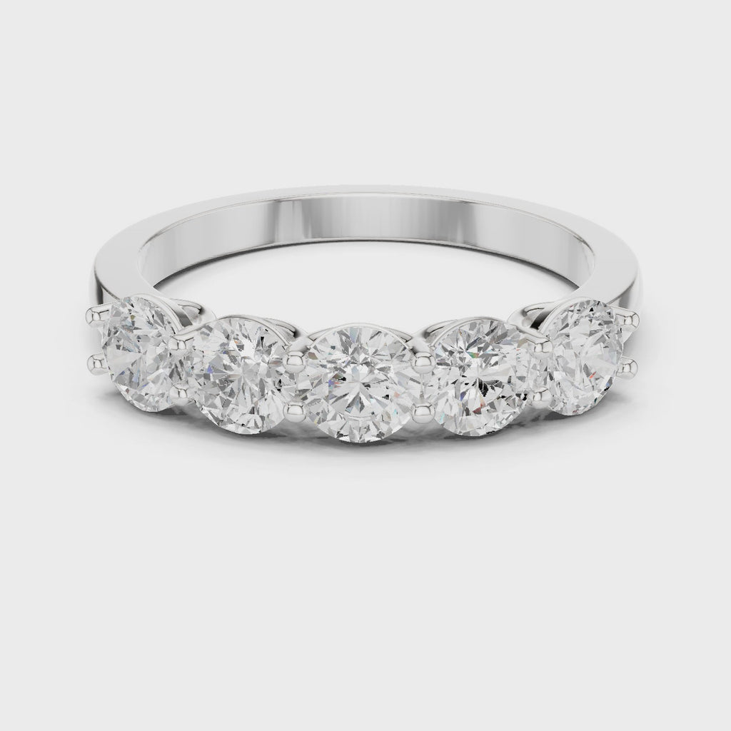 Five Stone Round Diamond Anniversary Ring in Rose Gold