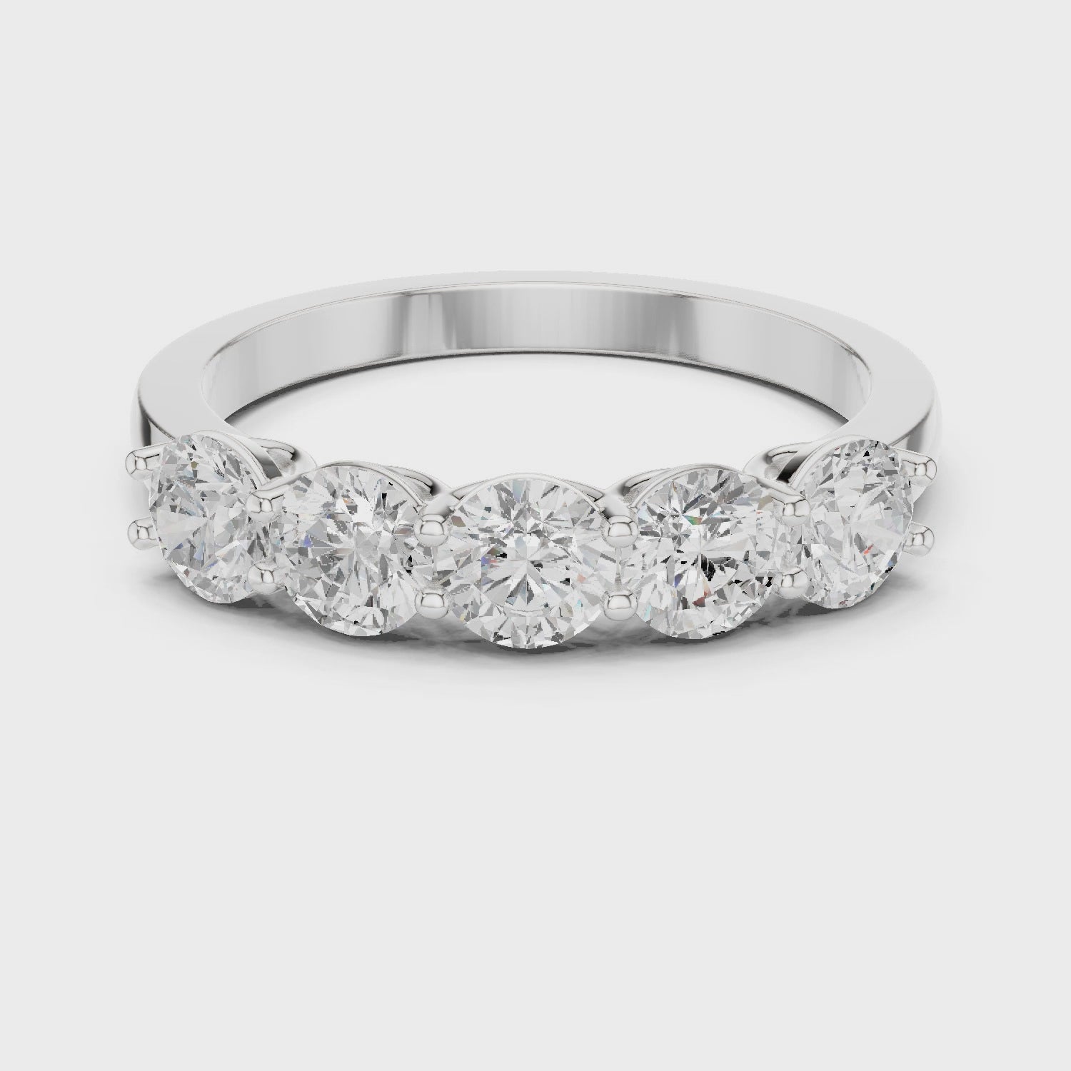 Five Stone Round Diamond Anniversary Ring in Rose Gold