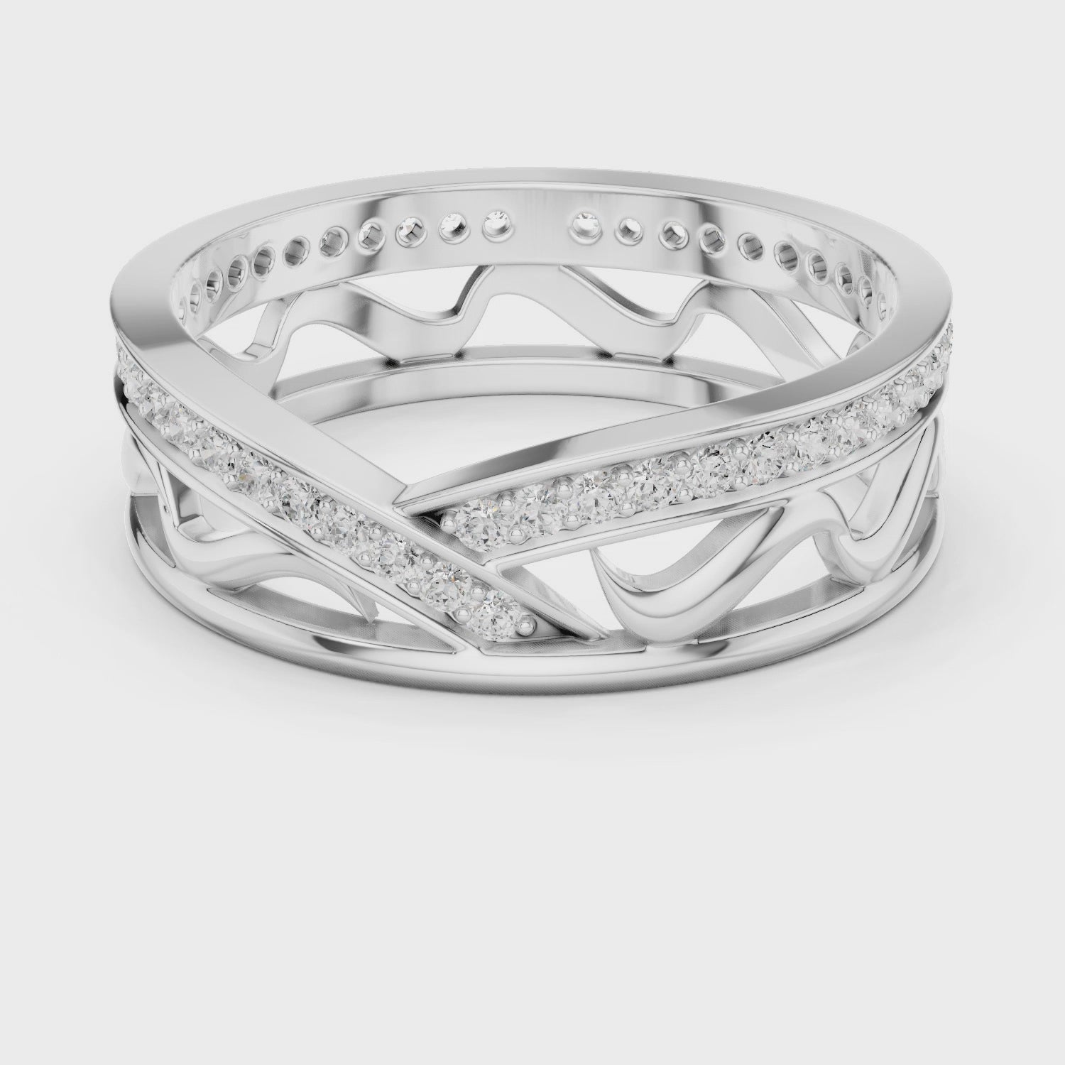 Pavé Criss Cross Diamond Band in Rose Gold