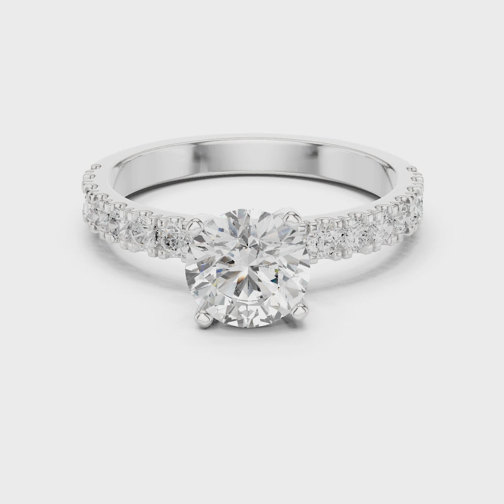 Round Solitaire Pavé Diamond Engagement Ring