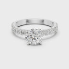 Round Solitaire Pavé Diamond Engagement Ring