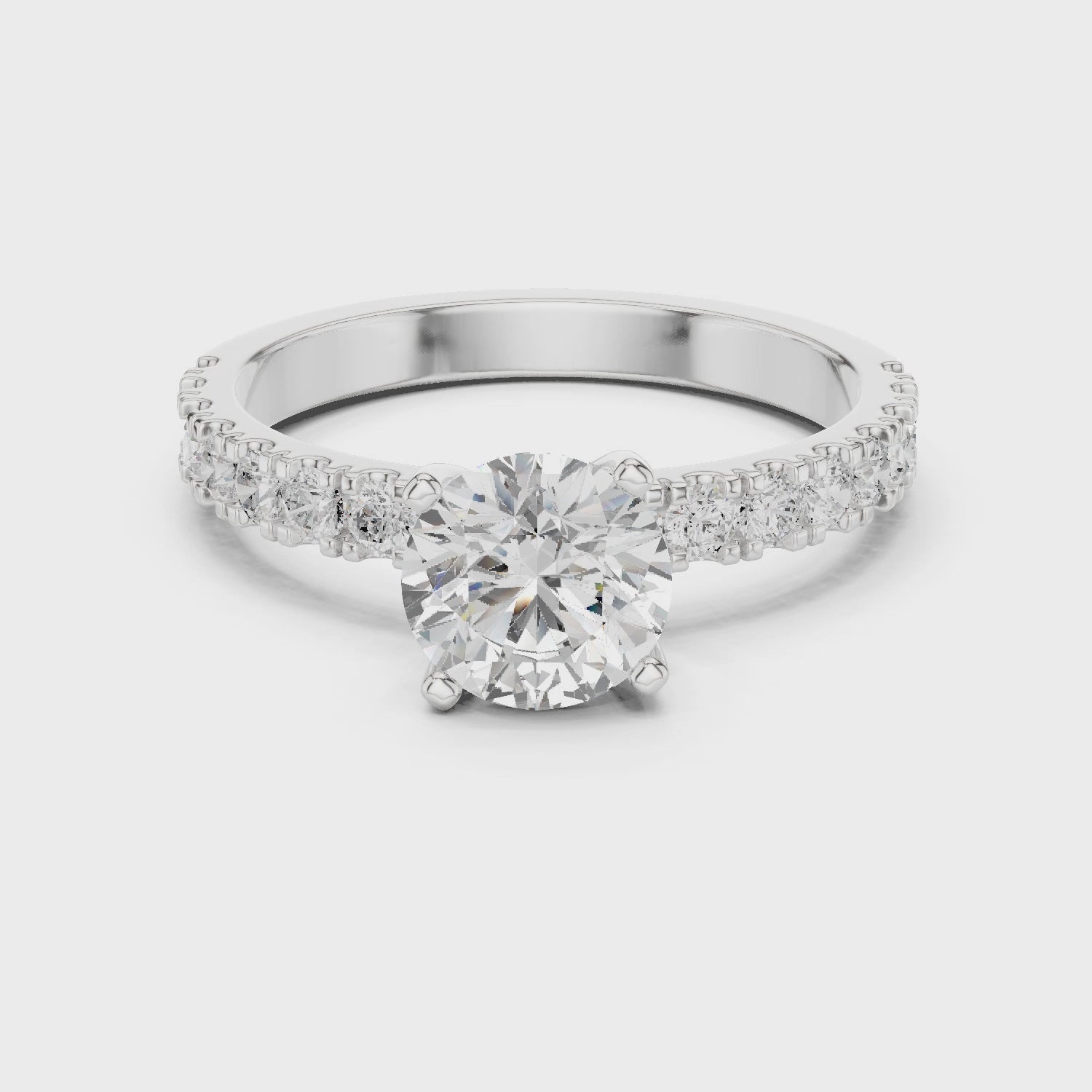 Round Solitaire Pavé Diamond Engagement Ring