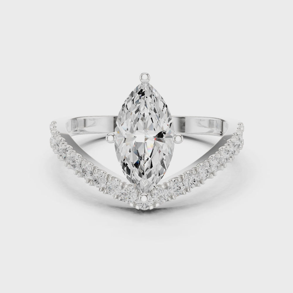 Marquise Chevron Diamond Engagement Ring