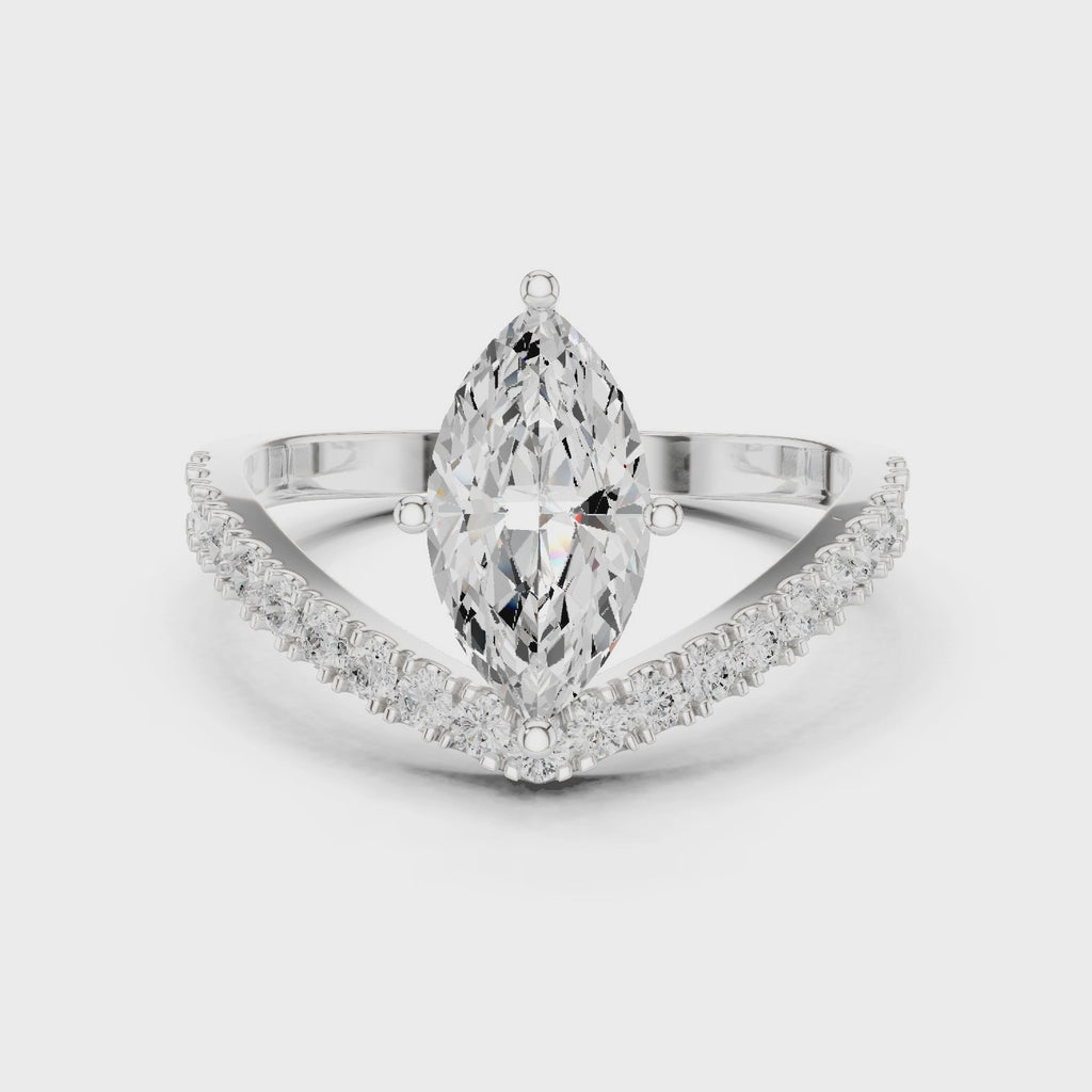 Marquise Chevron Diamond Engagement Ring