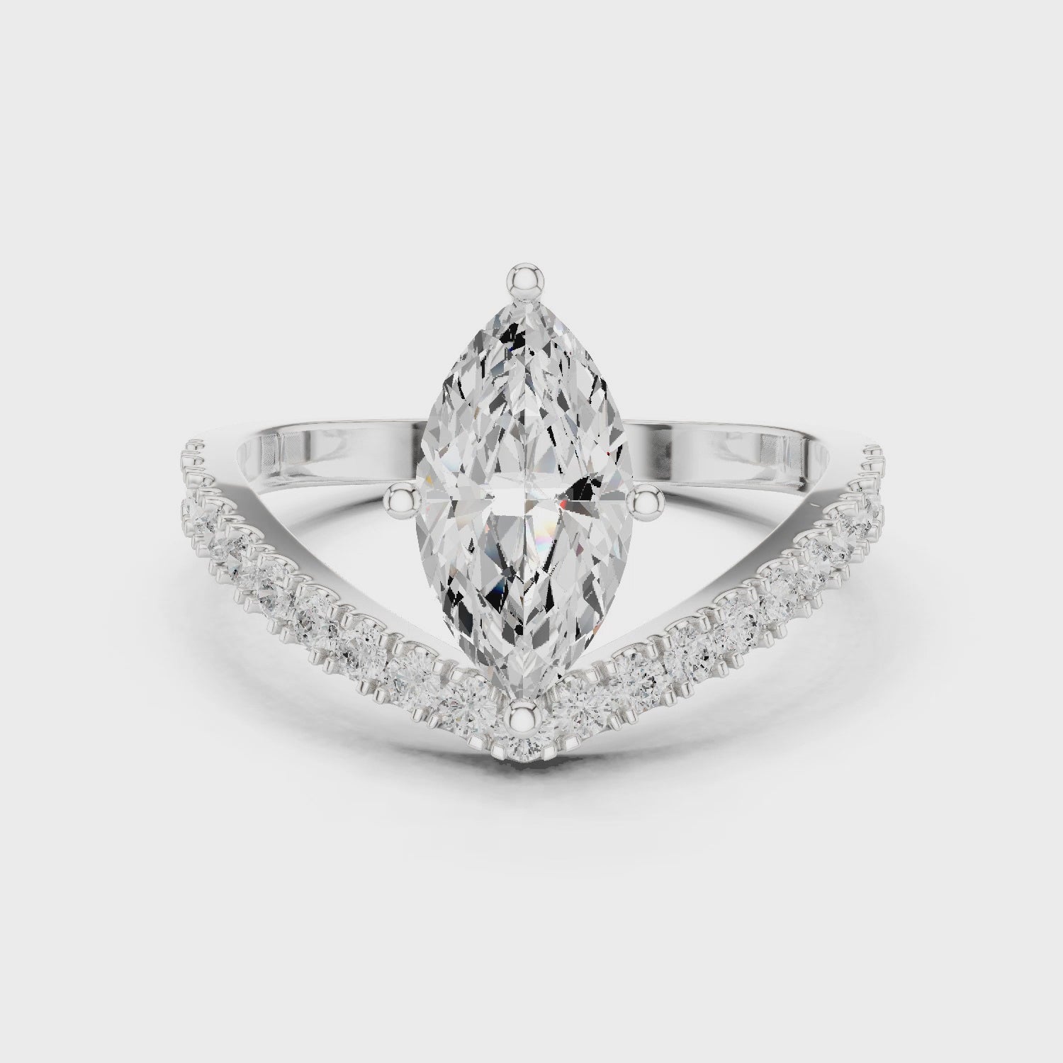 Marquise Chevron Diamond Engagement Ring