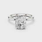 Oval Cut Solitaire Engagement Ring with Hidden Halo Basket