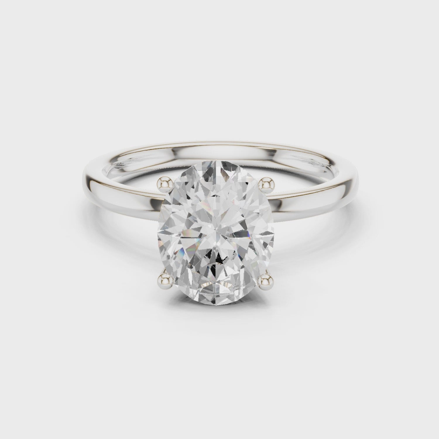 Oval Cut Solitaire Engagement Ring with Hidden Halo Basket
