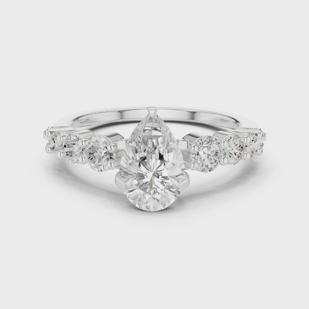 Pear Cut Vintage Side Stone Diamond Engagement Ring