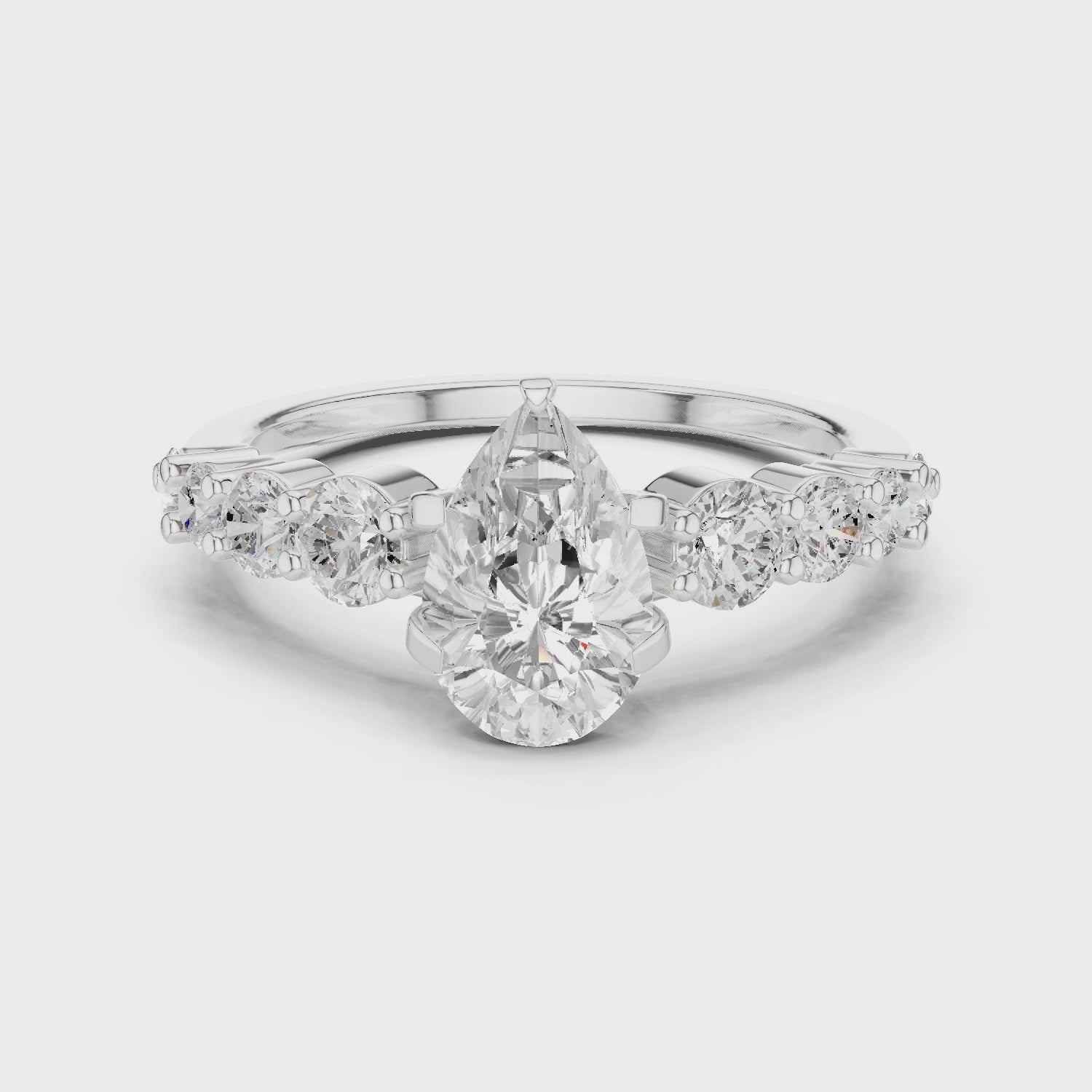 Pear Cut Vintage Side Stone Diamond Engagement Ring
