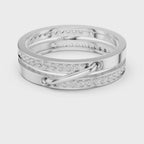 Modern Double Row Pavé Diamond Band in Rose Gold