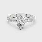 Pear Cut Diamond Solitaire Ring with Pavé Band
