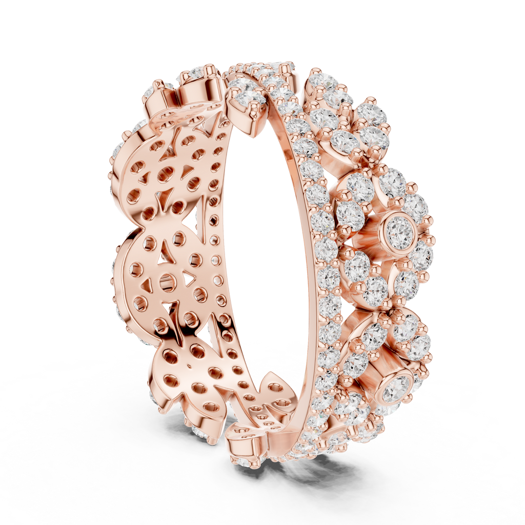 Luxury Vintage Floral Diamond Eternity Ring