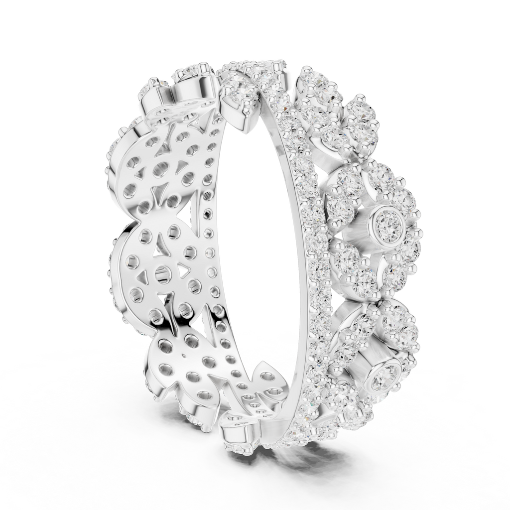 Luxury Vintage Floral Diamond Eternity Ring