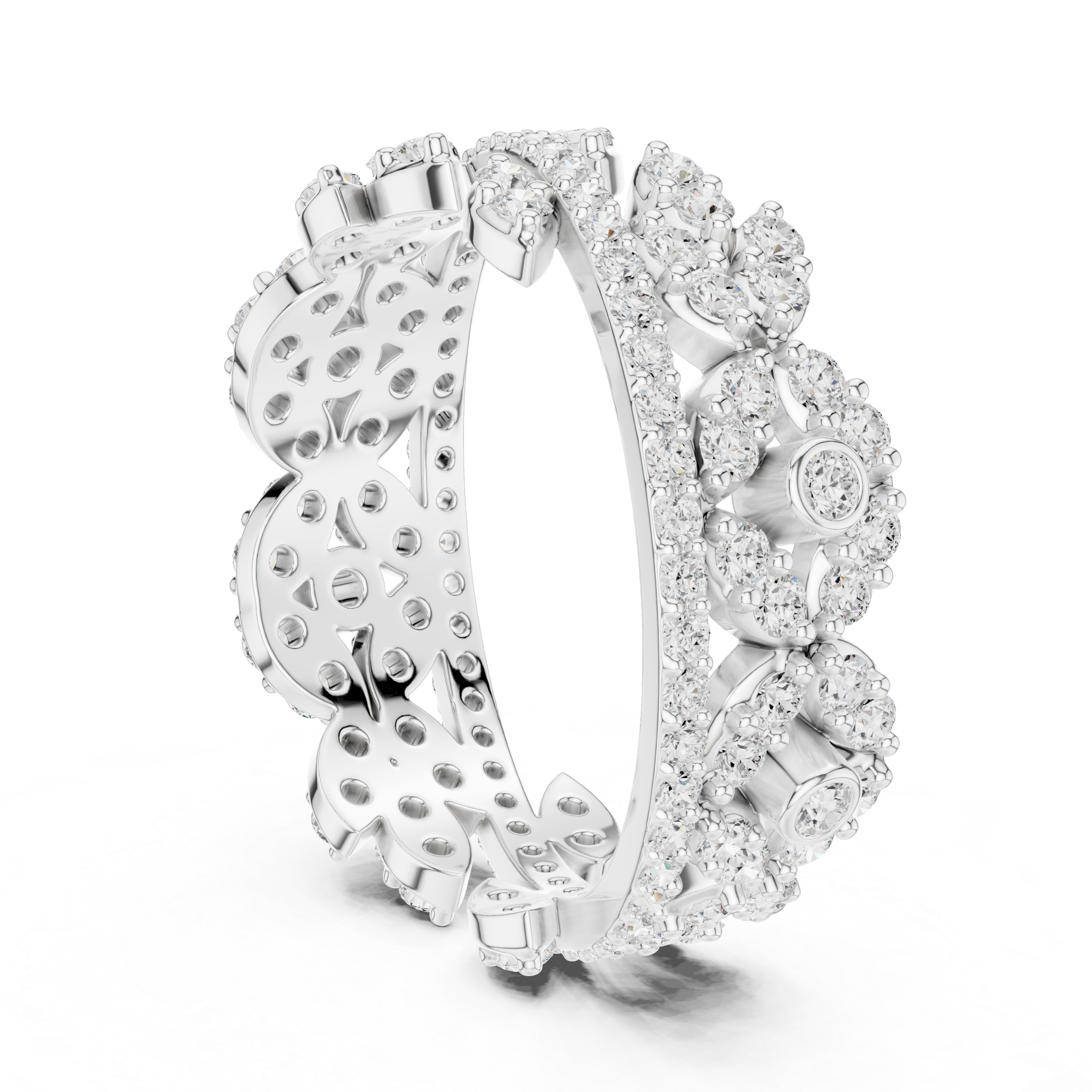 Luxury Vintage Floral Diamond Eternity Ring