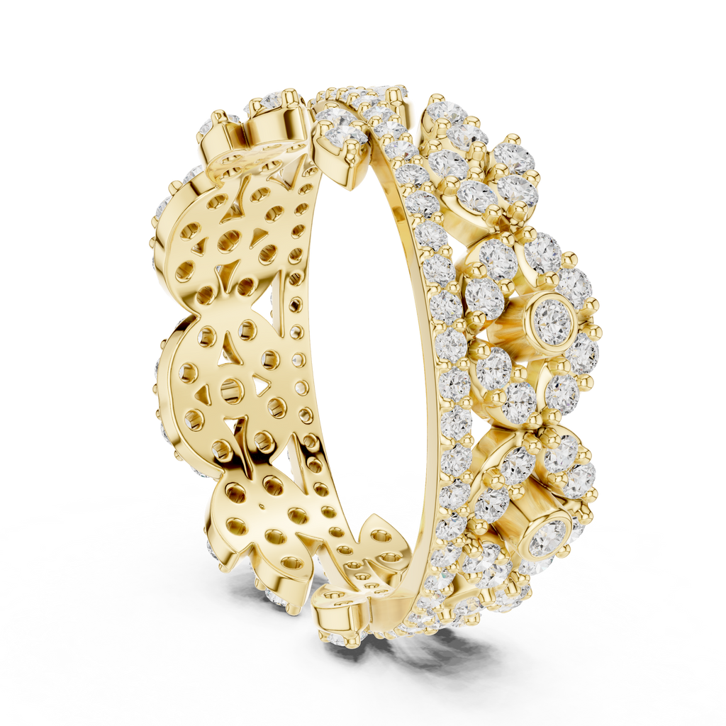 Luxury Vintage Floral Diamond Eternity Ring