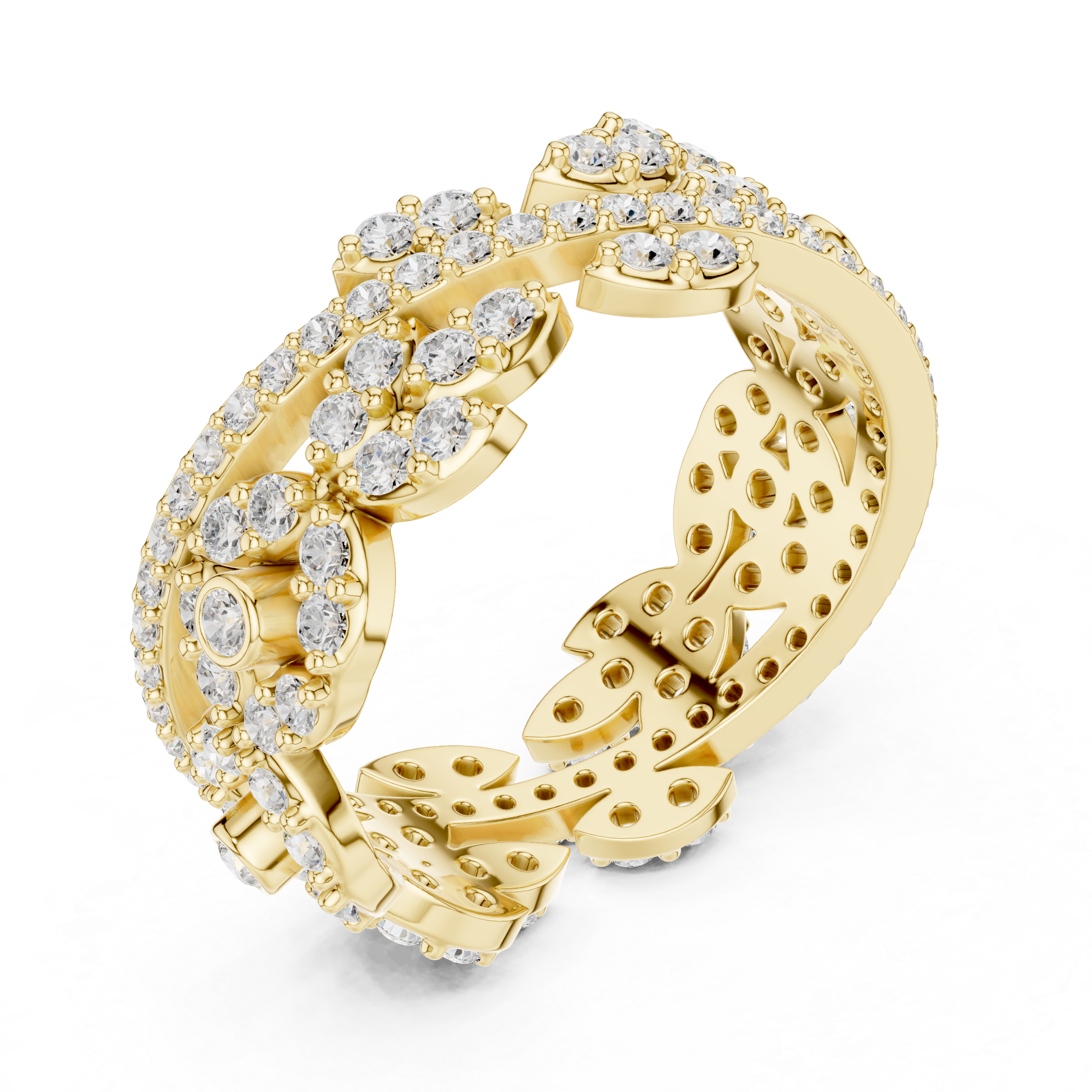 Luxury Vintage Floral Diamond Eternity Ring
