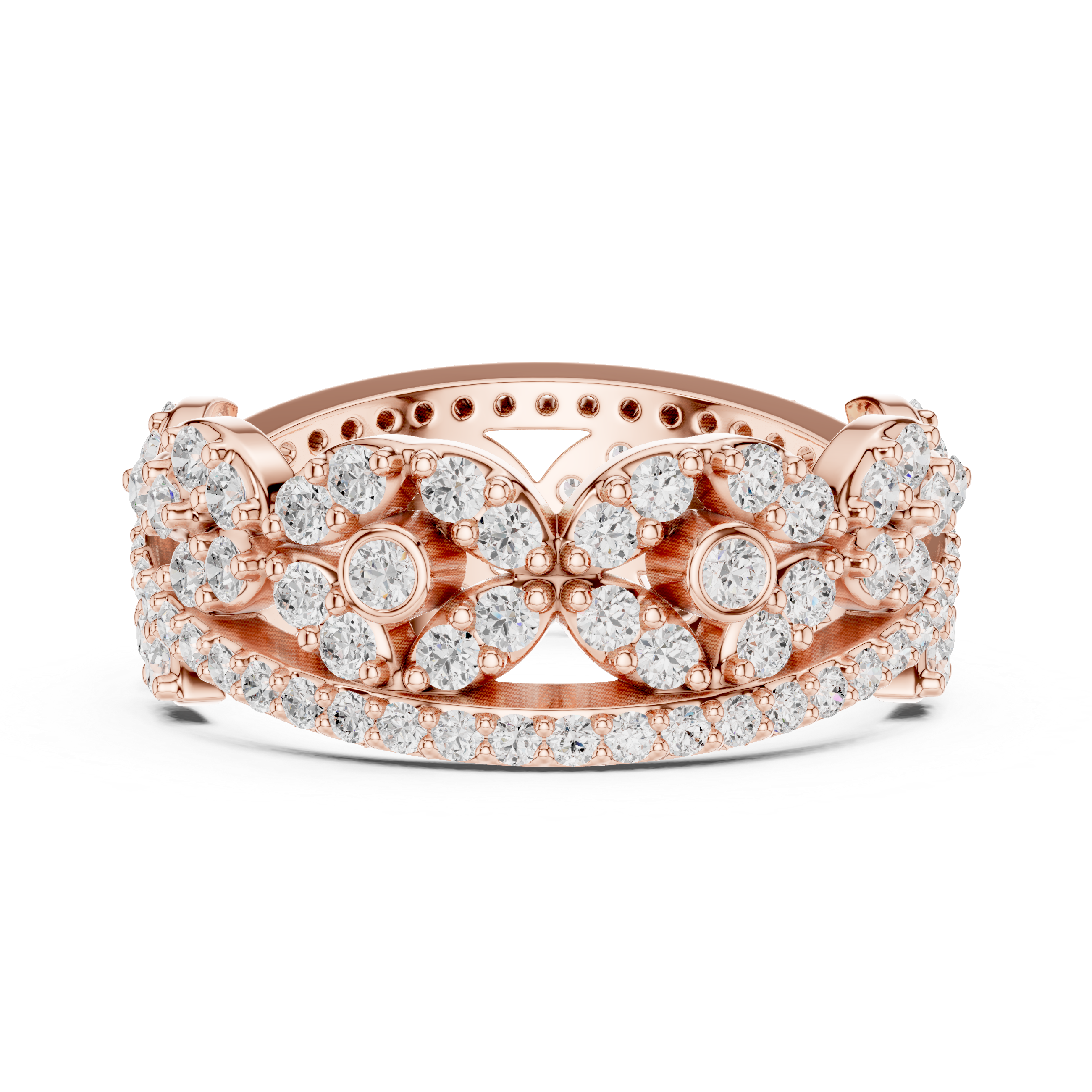 Luxury Vintage Floral Diamond Eternity Ring