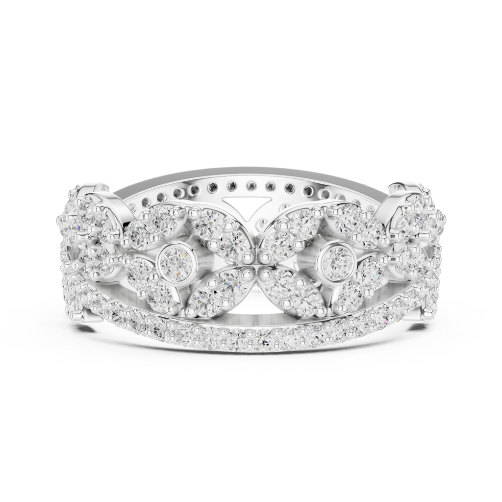 Luxury Vintage Floral Diamond Eternity Ring