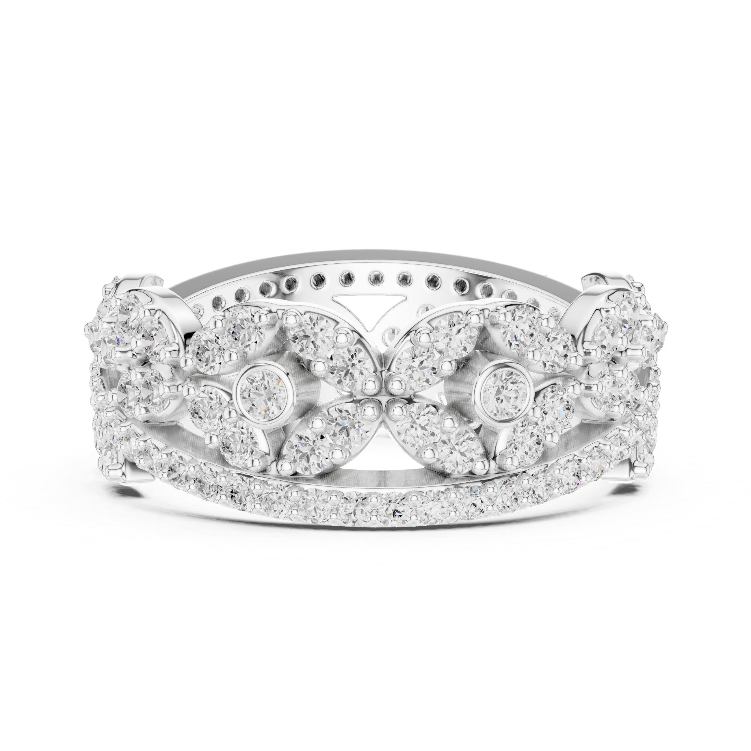 Luxury Vintage Floral Diamond Eternity Ring