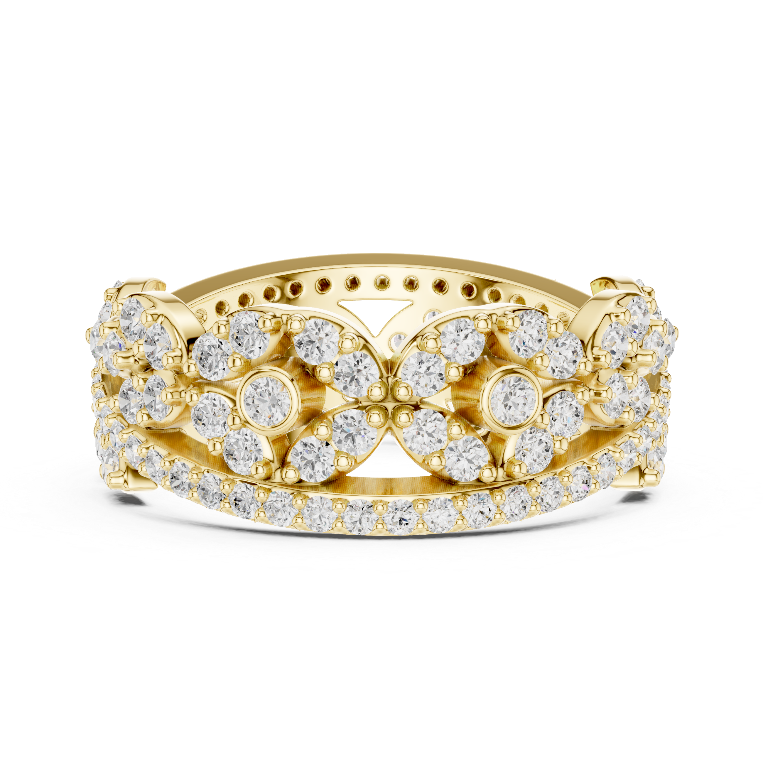 Luxury Vintage Floral Diamond Eternity Ring
